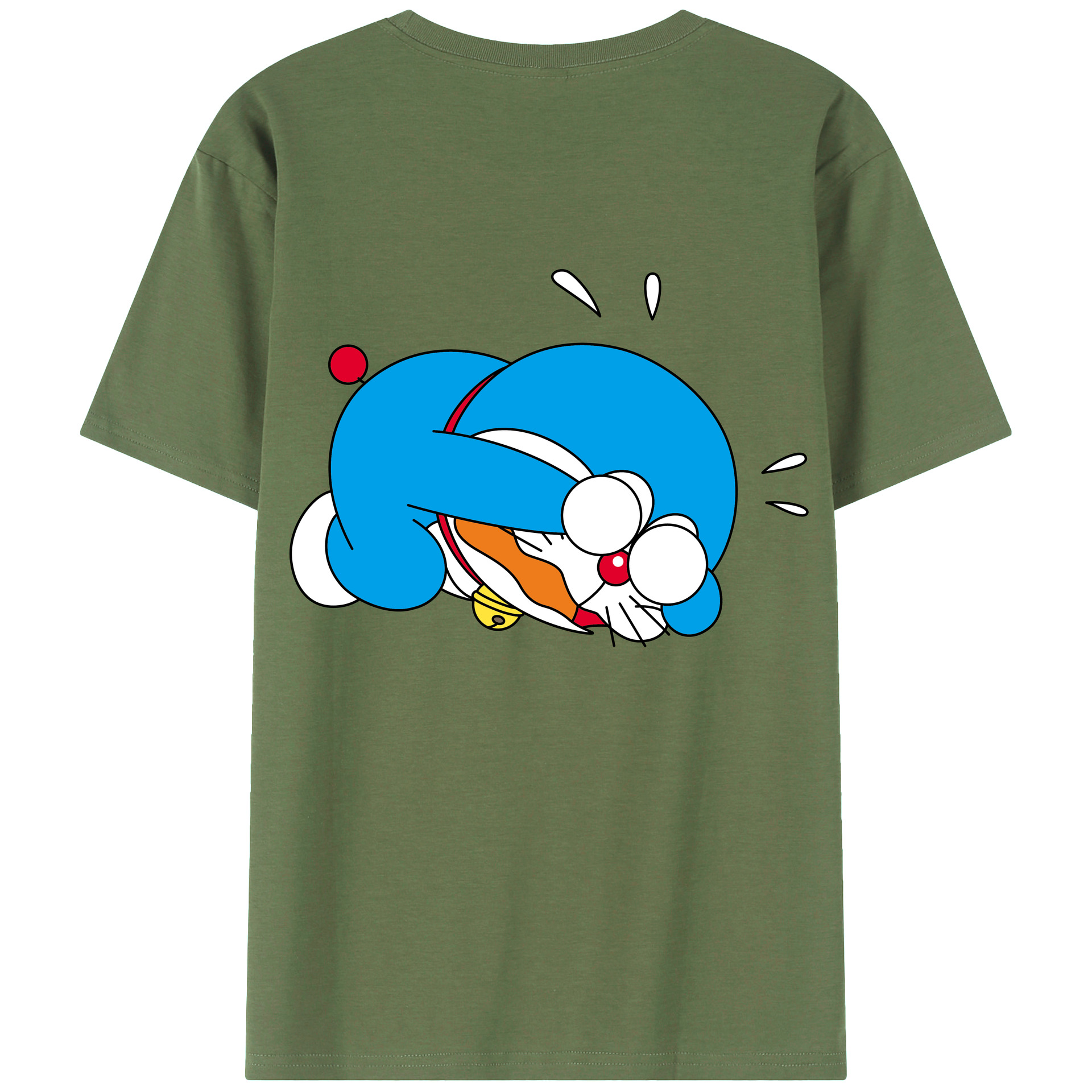 （画像用） ドラえもん Doraemon 綿100％ メンズ半袖Tシャツ（バックプリント） 通気性